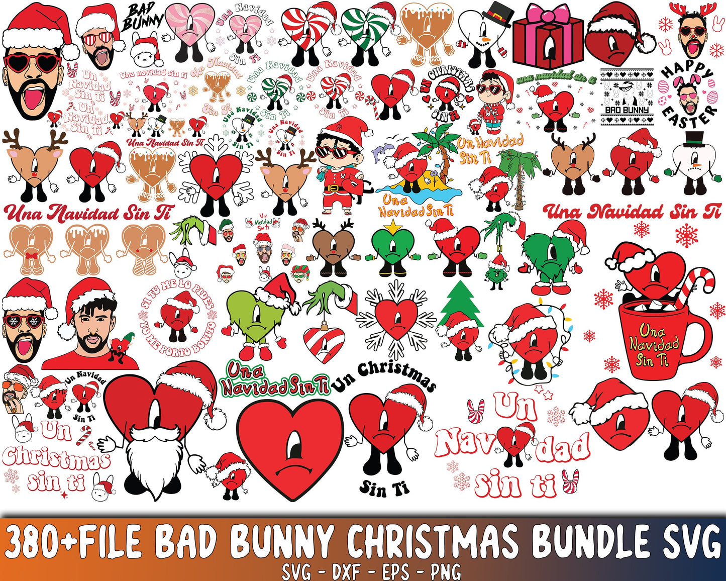 380+file Bad bunny christmas bundle svg , bundle Bad bunny christmas svg eps dxf png, file cut, for Cricut, Silhouette