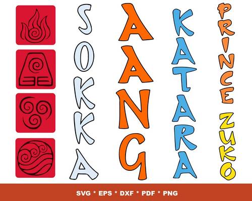 The Last Airbender SVG Bundle - 100+ files The Last Airbender SVG, EPS, PNG, DXF for Cricut, Silhouette