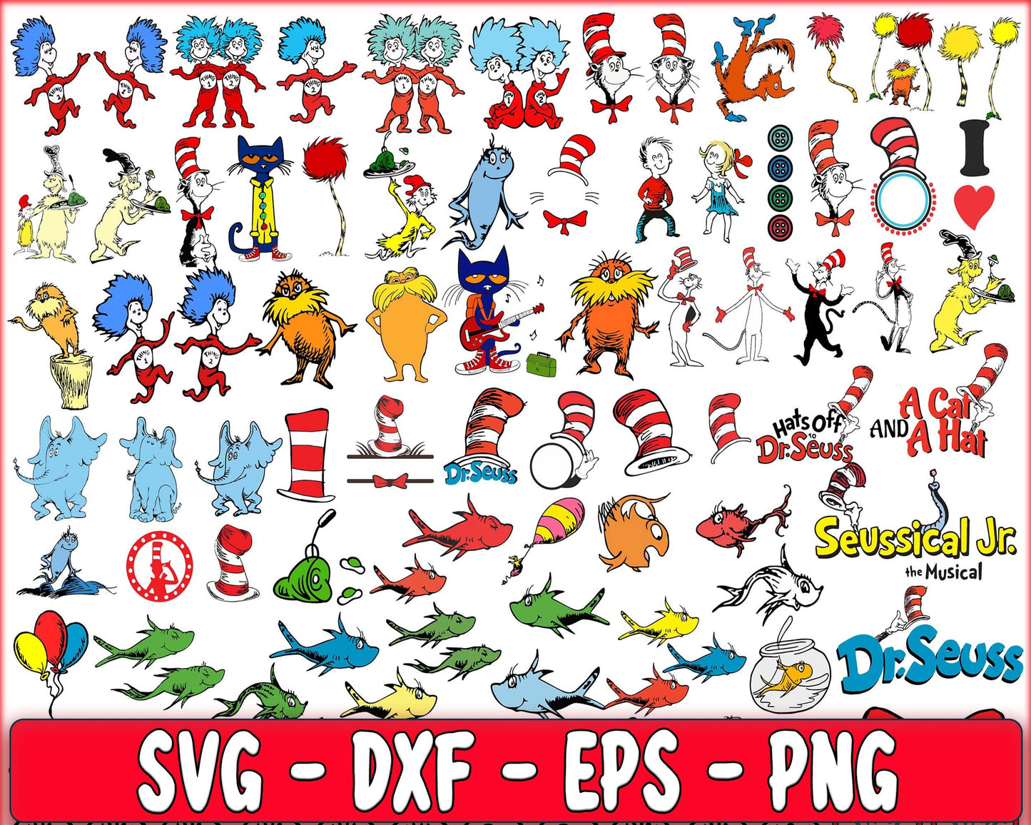 450+ file Dr seuss bundle svg, cat in the hat bundle SVG, Dr seuss SVG, EPS, PNG, DXF , cricut, file cut , Silhouette , digital download, Instant Download