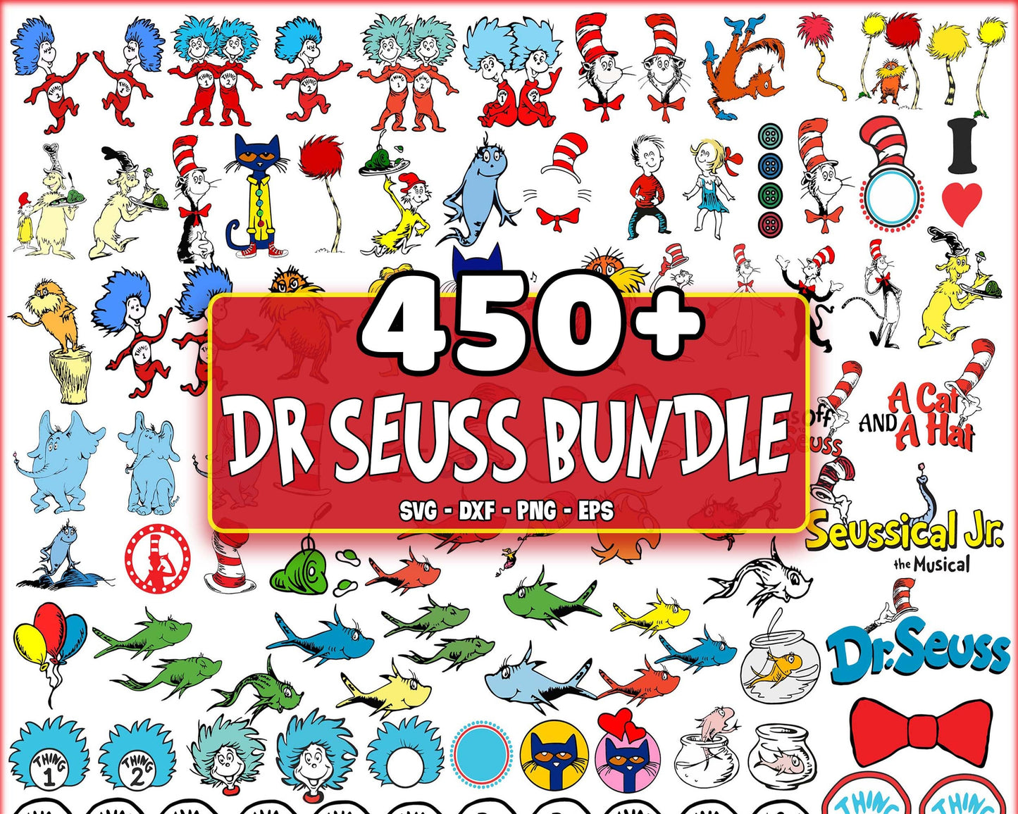 450+ file Dr seuss bundle svg, cat in the hat bundle SVG, Dr seuss SVG, EPS, PNG, DXF , cricut, file cut , Silhouette , digital download, Instant Download