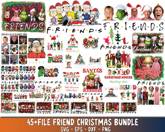 Friend christmas SVG Bundle - 45+file Friend christmas bundle SVG, EPS, PNG, DXF for Cricut, Silhouette