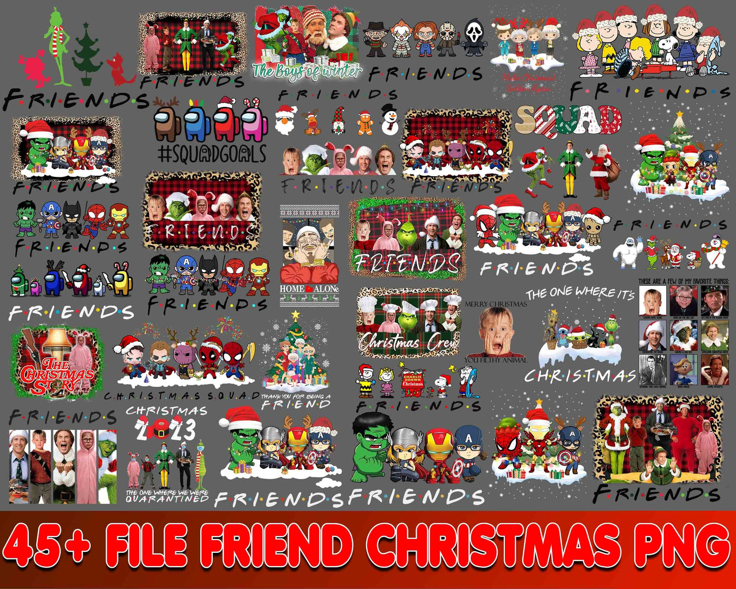 45+ file friend christmas bundle PNG , bundle friend christmas PNG , file cut, for Cricut, Silhouette
