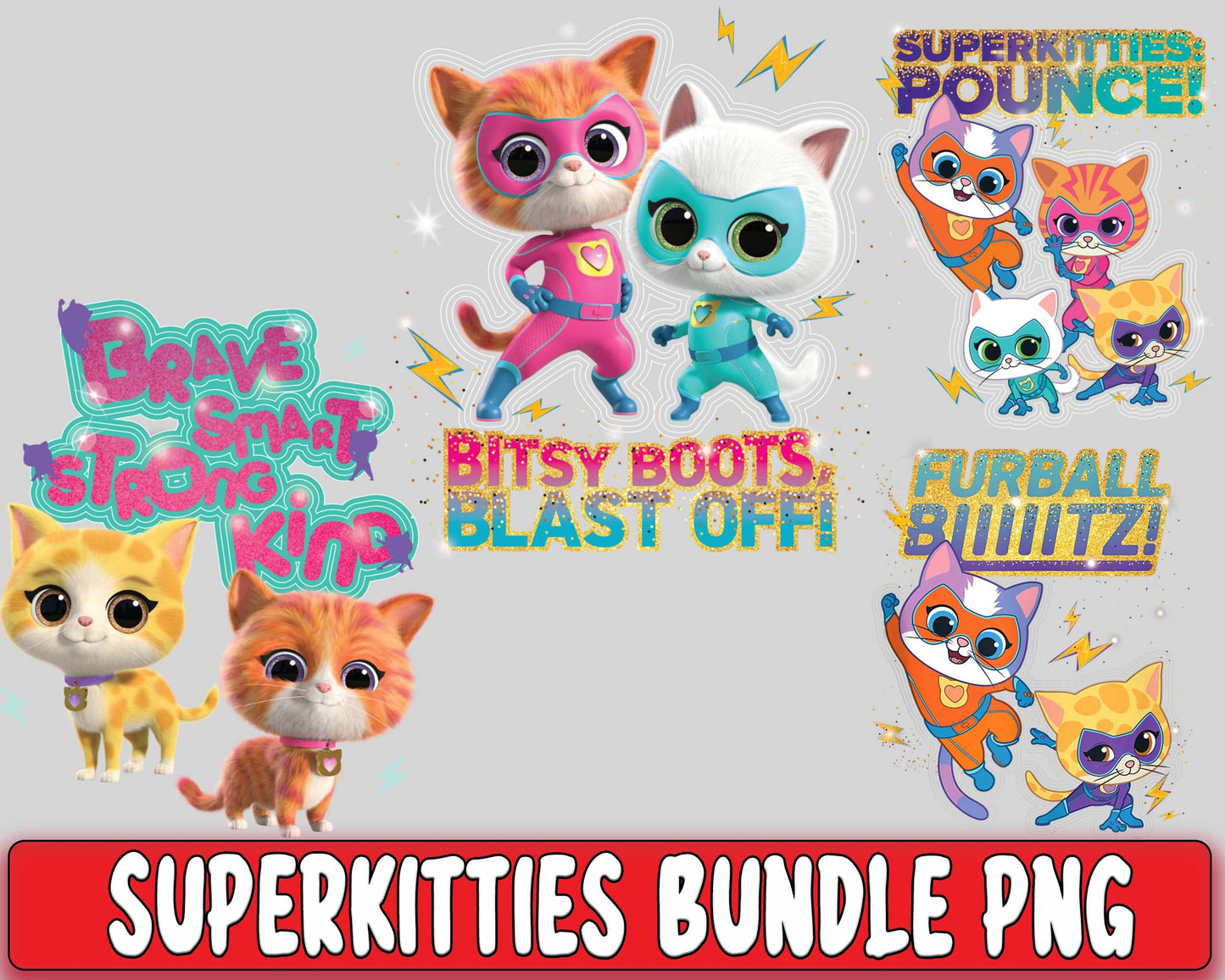 SuperKitties PNG, 4 file SuperKitties bundle PNG , cricut , file cut , Silhouette, digital download, Instant Download