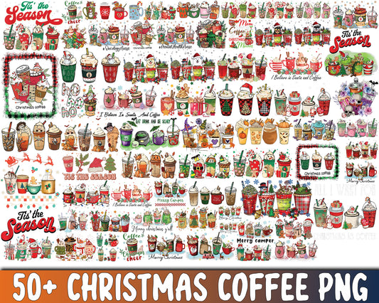 50+ file Christmas coffee PNG , Christmas coffee bundle PNG , Silhouette , Digital download