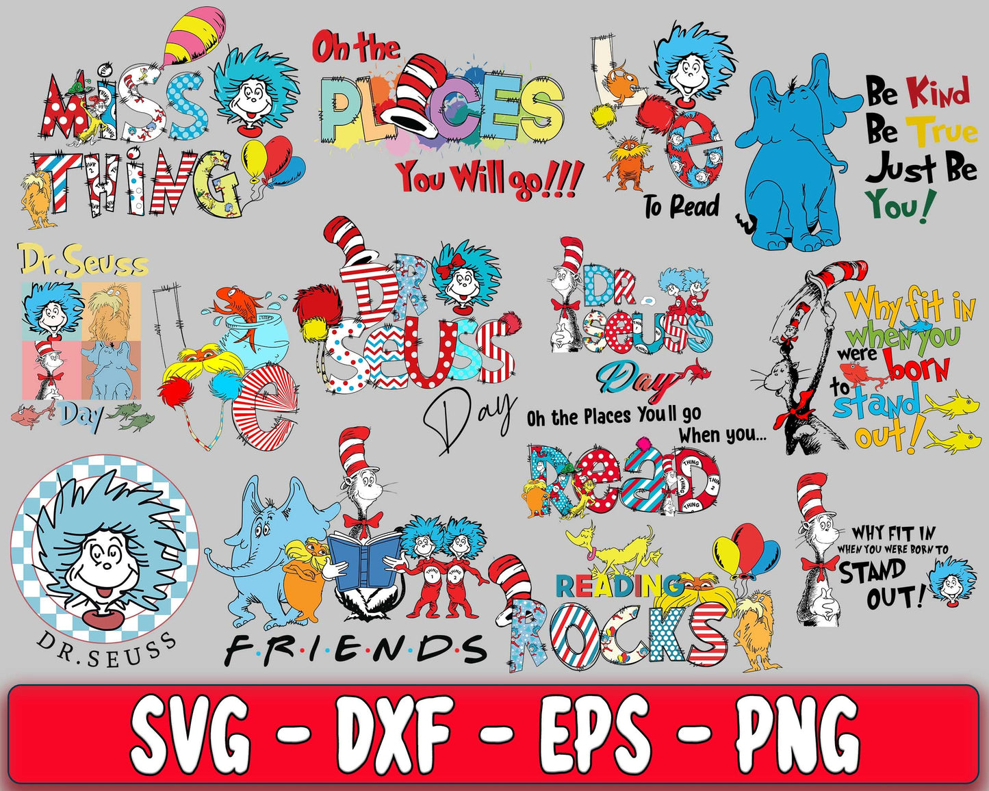 50+ file Dr Suess Bundle SVG , cat in the hat , Horton Hears,Miss thing, Love dr seuss , On the places you will go bundle SVG, EPS, PNG, DXF , cricut , file cut, for Cricut, Silhouette , digital download, Instant Download