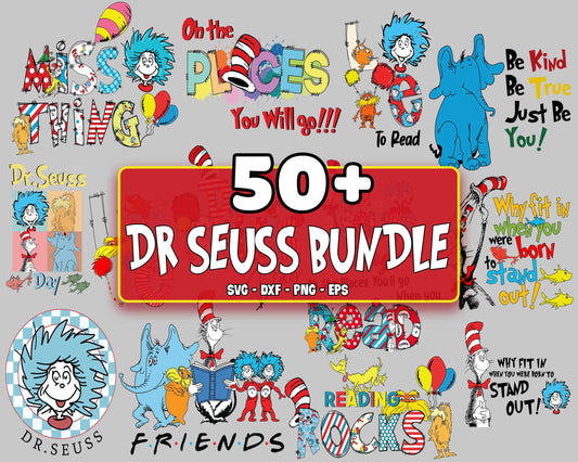 50+ file Dr Suess Bundle SVG , cat in the hat , Horton Hears,Miss thing, Love dr seuss , On the places you will go bundle SVG, EPS, PNG, DXF , cricut , file cut, for Cricut, Silhouette , digital download, Instant Download