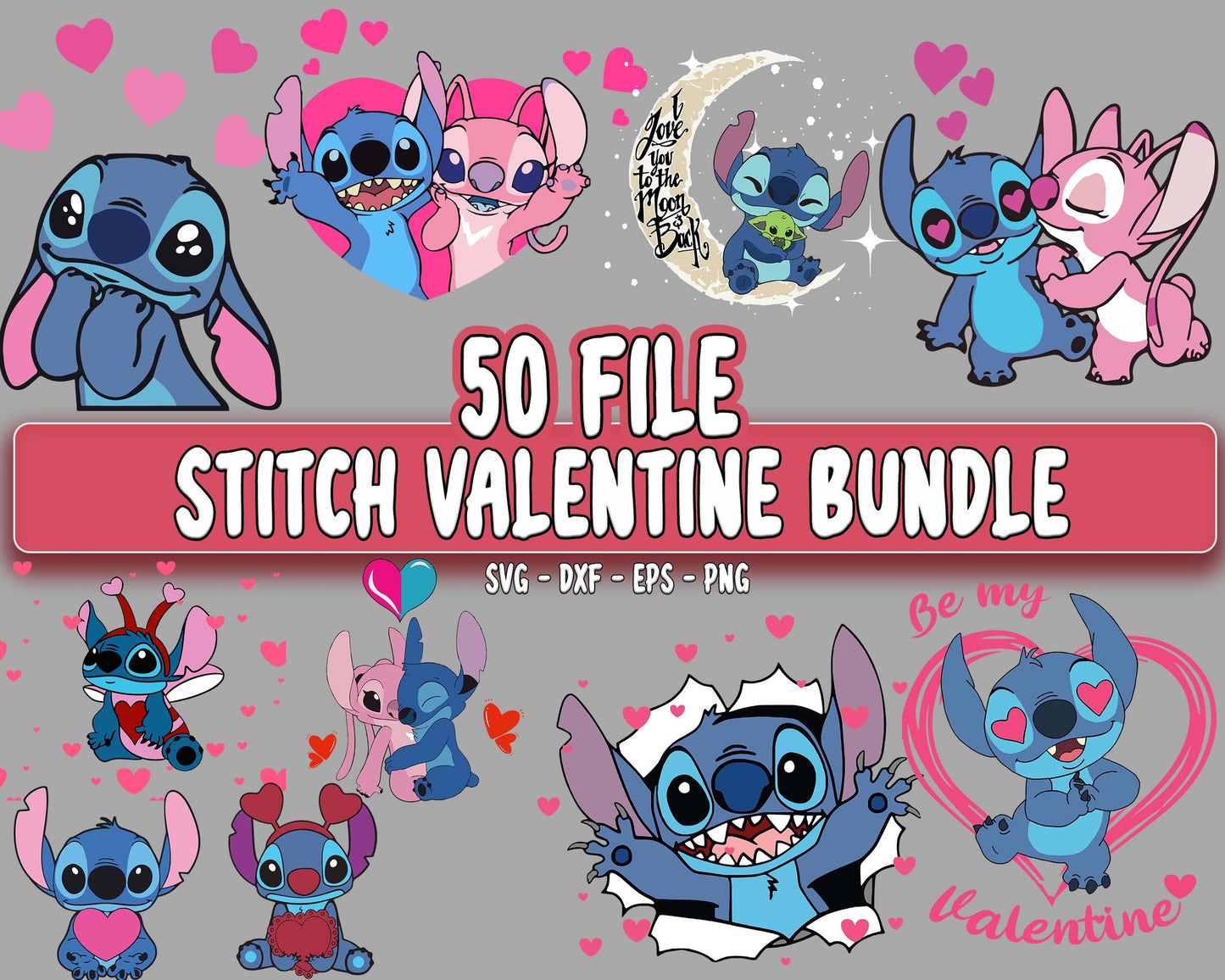 50 file STITCH Valentine bundle SVG, Bad Bunny valentines SVG DXF EPS PNG, Cutting Image, File Cut , Digital Download, Instant Download
