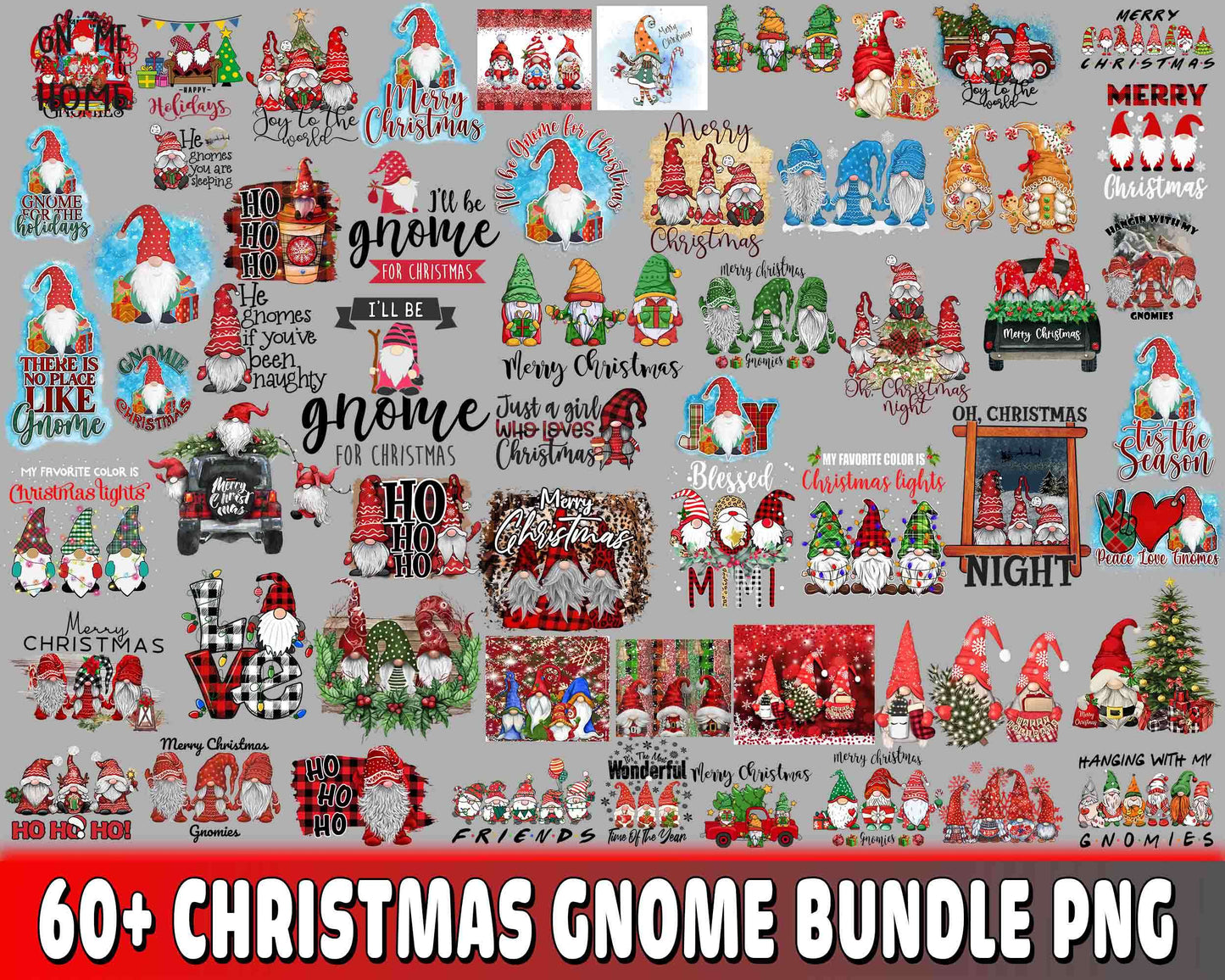 Christmas Gnome Bundle PNG ,60+ file Christmas Gnome Bundle PNG , file cut , Silhouette, digital download, Instant Download