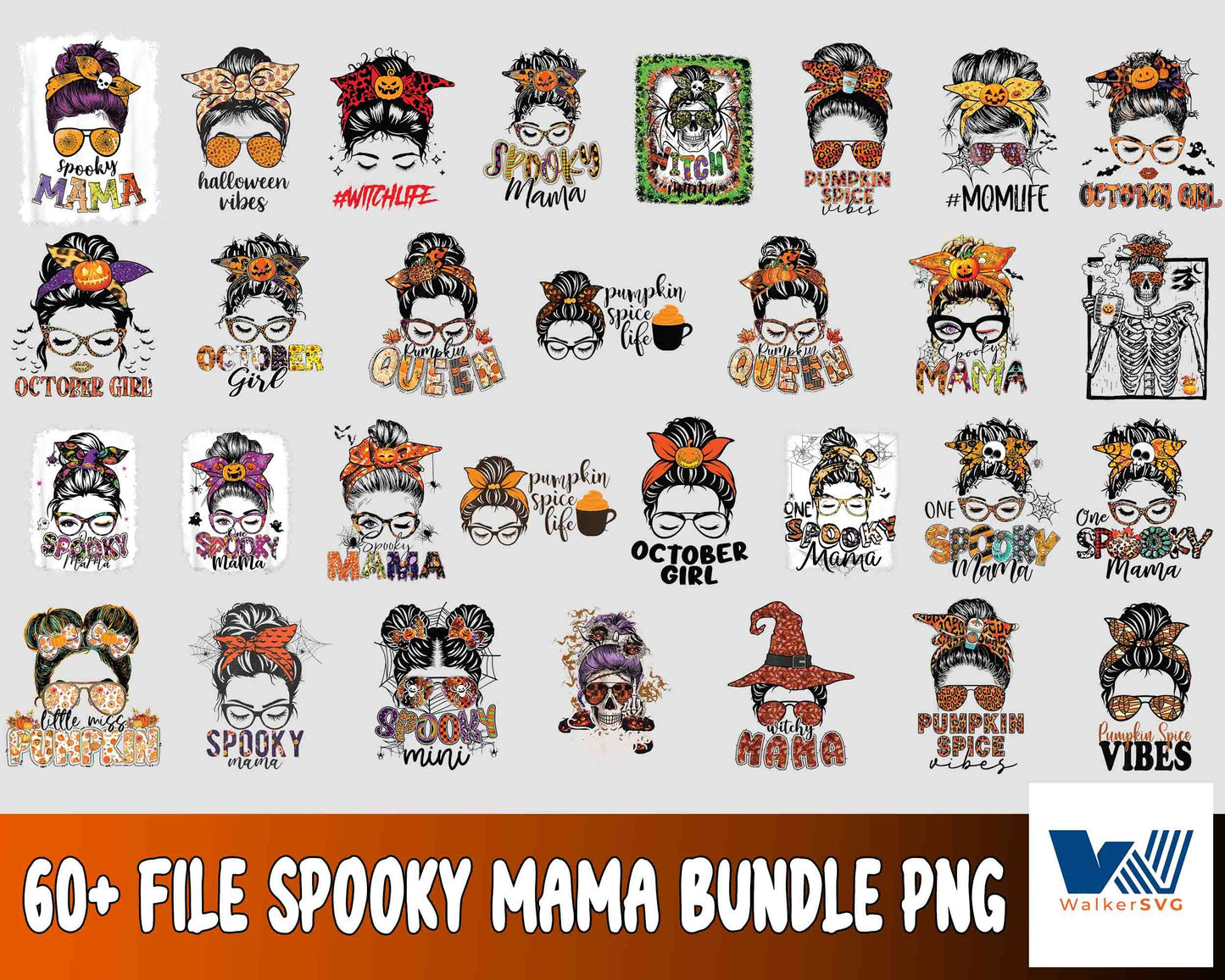 Spooky Mama bundle png,60+ FILE Spooky Mama bundle PNG ,bundle halloween PNG , Silhouette , Digital download