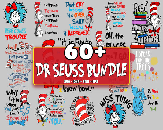 60+ file Dr Suess Bundle SVG , cat in the hat bundle svg, Horton Hears bundle SVG, EPS, PNG, DXF , cricut , file cut, for Cricut, Silhouette , digital download, Instant Download