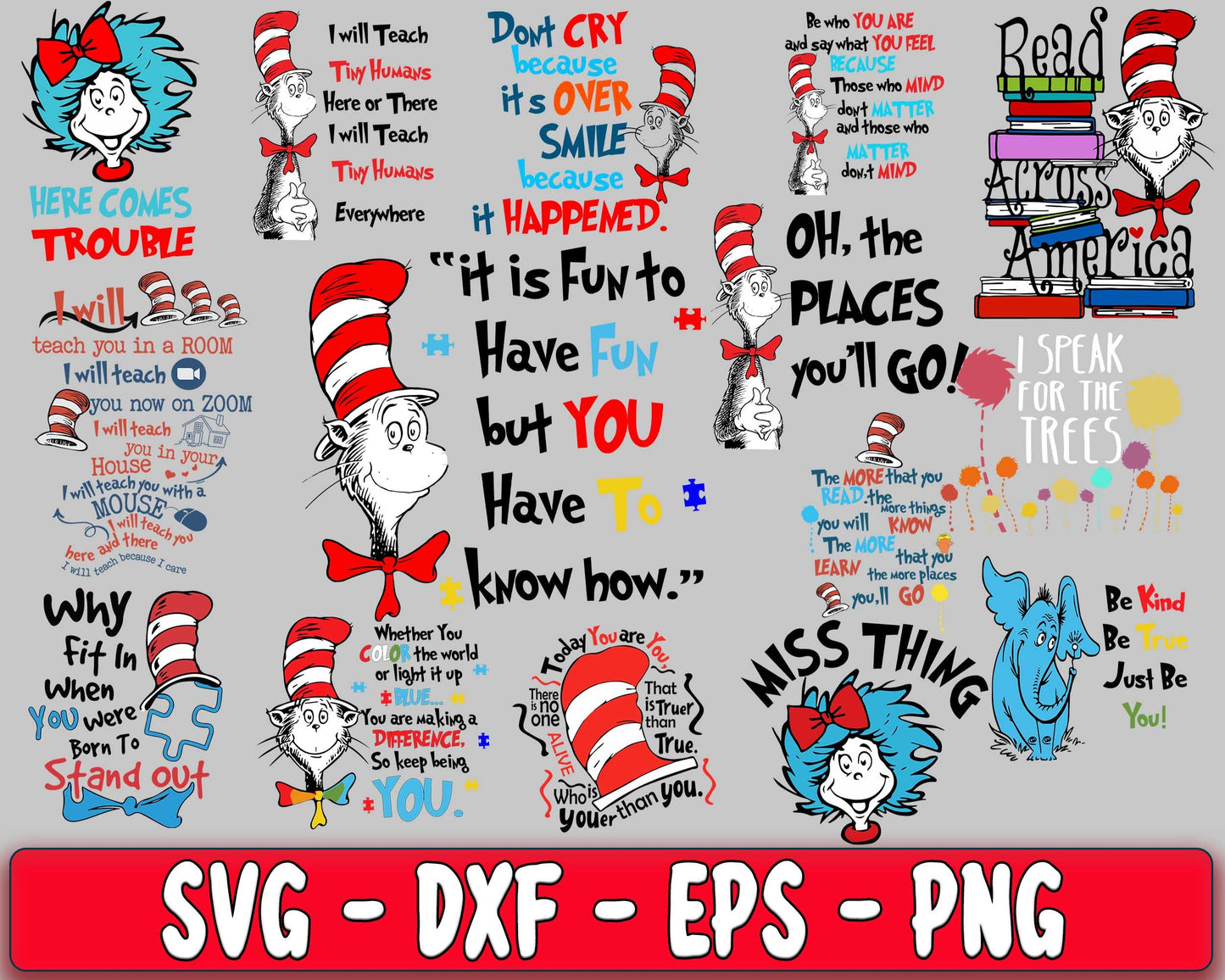60+ file Dr Suess Bundle SVG , cat in the hat bundle svg, Horton Hears bundle SVG, EPS, PNG, DXF , cricut , file cut, for Cricut, Silhouette , digital download, Instant Download