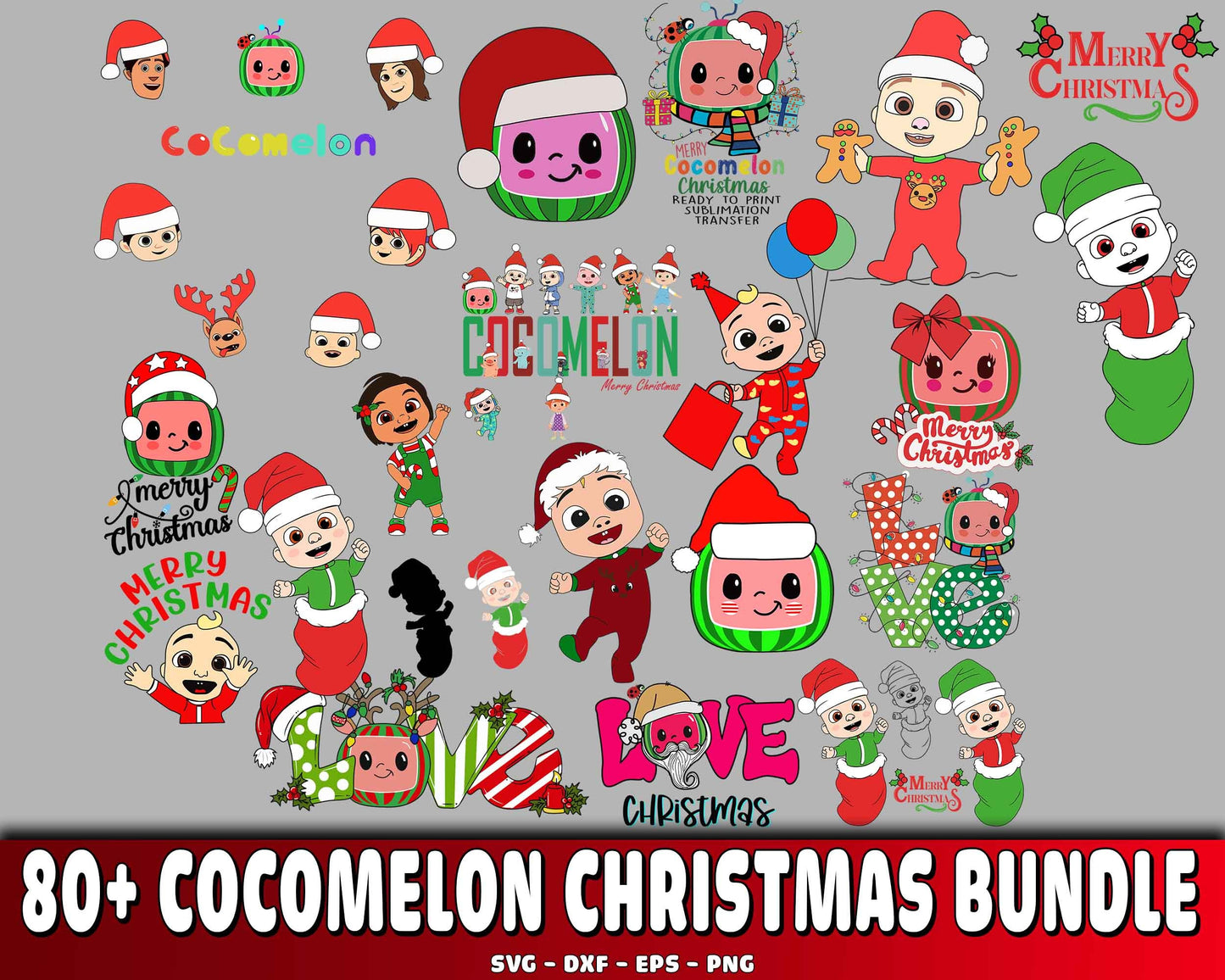 Cocomelon Christmas Bundle SVG , 850+ file Cocomelon Christmas bundle PNG SVG DXF EPS , cricut , file cut , Silhouette, digital download, Instant Download
