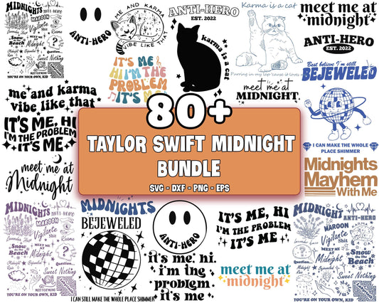 Taylor Swift Albums Titles with Fonts,  80+ Taylor Midnights bundle SVG DXF EPS PNG, Different File Types , Cutting Image, File Cut , Digital Download, Instant Download