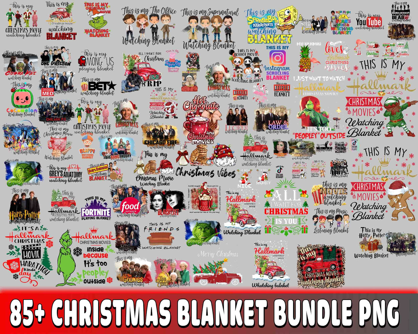 Christmas Blanket bundle PNG , 85+ Christmas Movie Watching Blanket bundle PNG , file cut , Silhouette, digital download, Instant Download