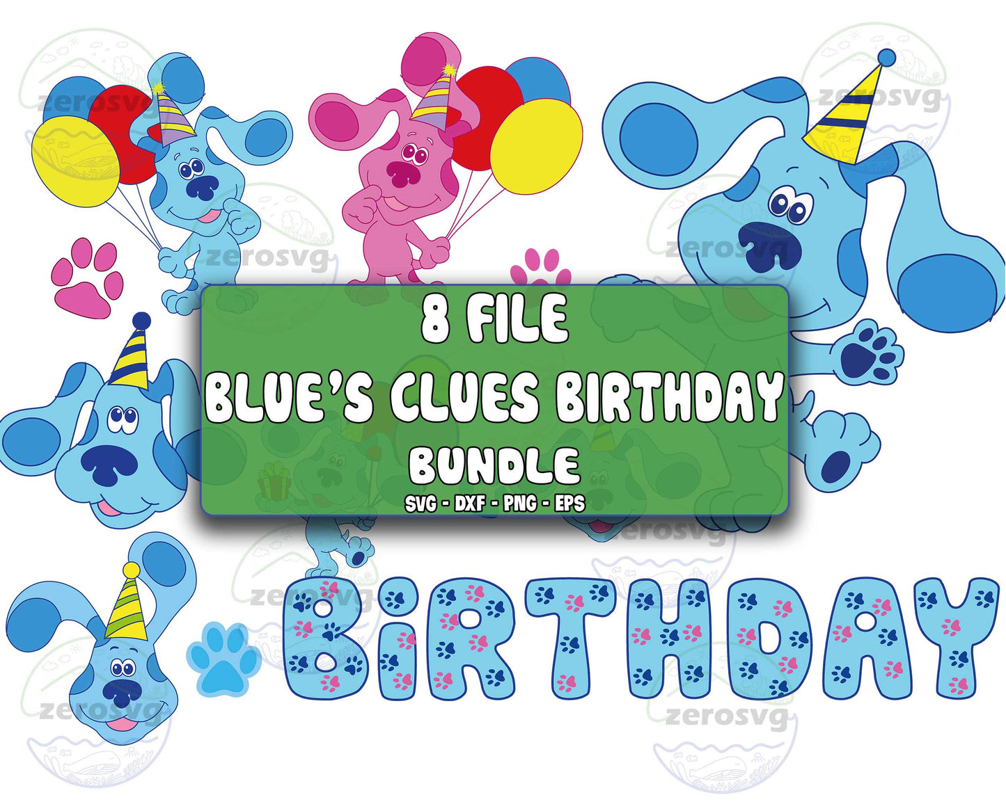 blue's clues SVG Bundle - 8 file blue's clues Birthday Boy And Girl svg bundle, blue's clues  SVG, EPS, PNG, DXF for Cricut, Silhouette