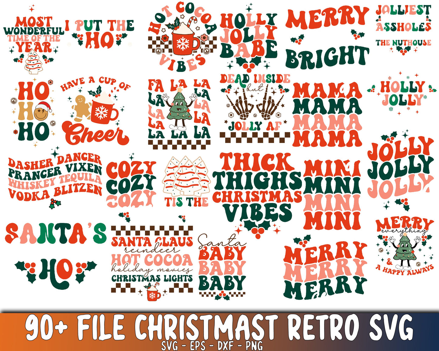 90+ file Christmast Retro bundle SVG - Mega Christmast Retro SVG , EPS, PNG, DXF for Cricut, Silhouette