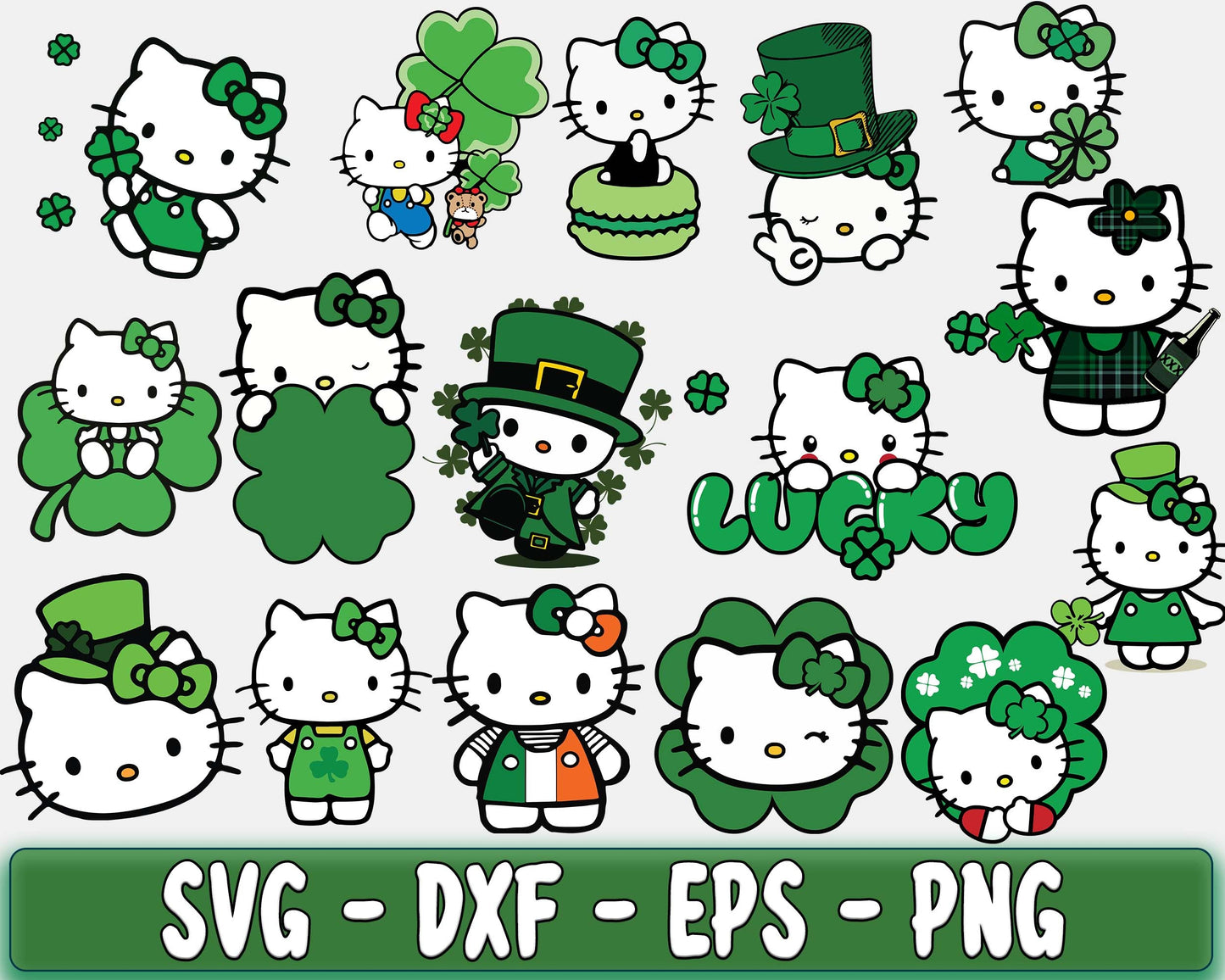 Hello-Kitty Patrick's day Bundle svg, Patrick's day svg bundle ,90+ file Hello-Kitty Patrick's day SVG SVG DXF PNG EPS , cricut , file cut , Silhouette, digital download, Instant Download