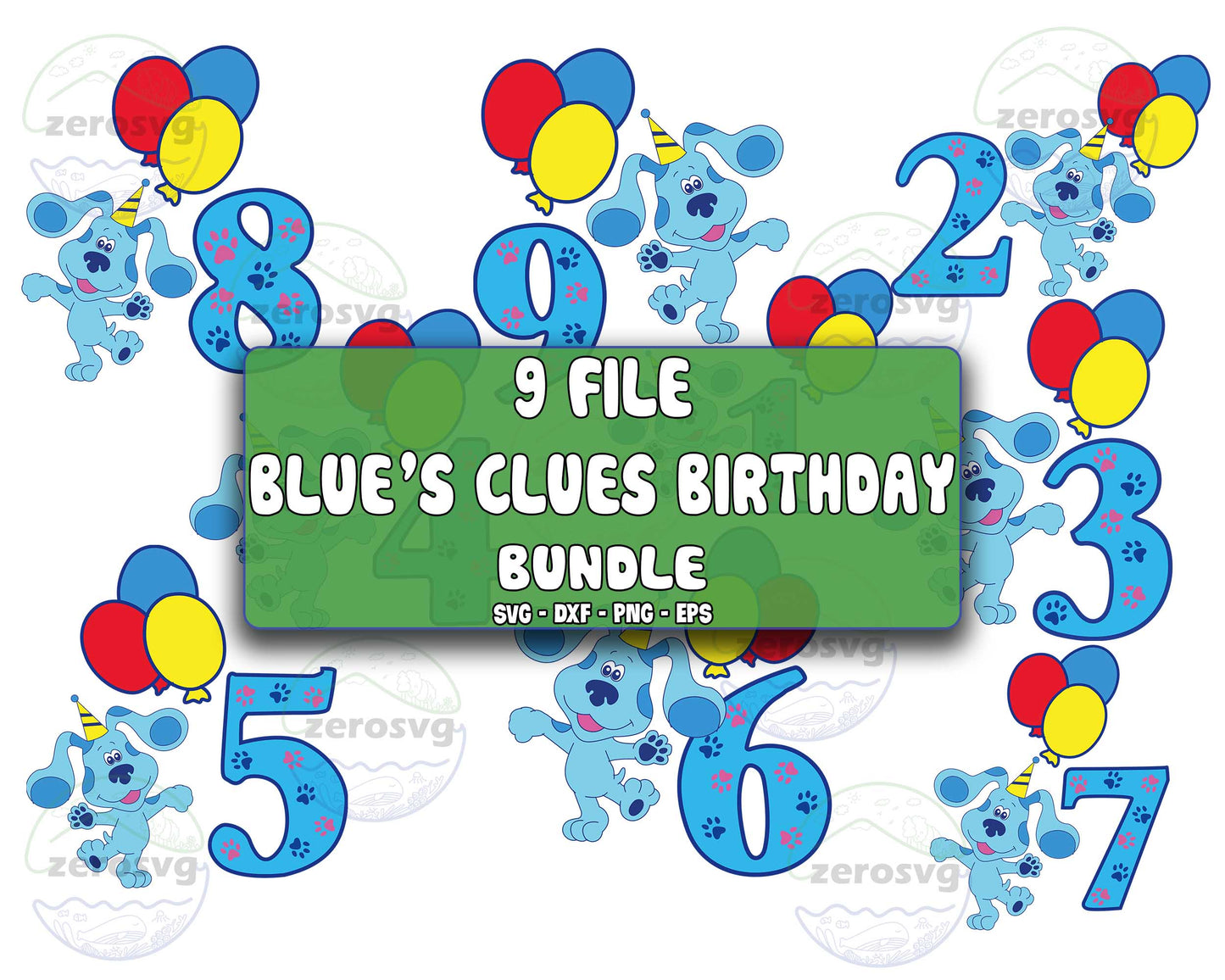 blue's clues SVG Bundle - 9 file blue's clues birthday bundle svg,blue's clues number svg, blue's clues  SVG, EPS, PNG, DXF for Cricut, Silhouette