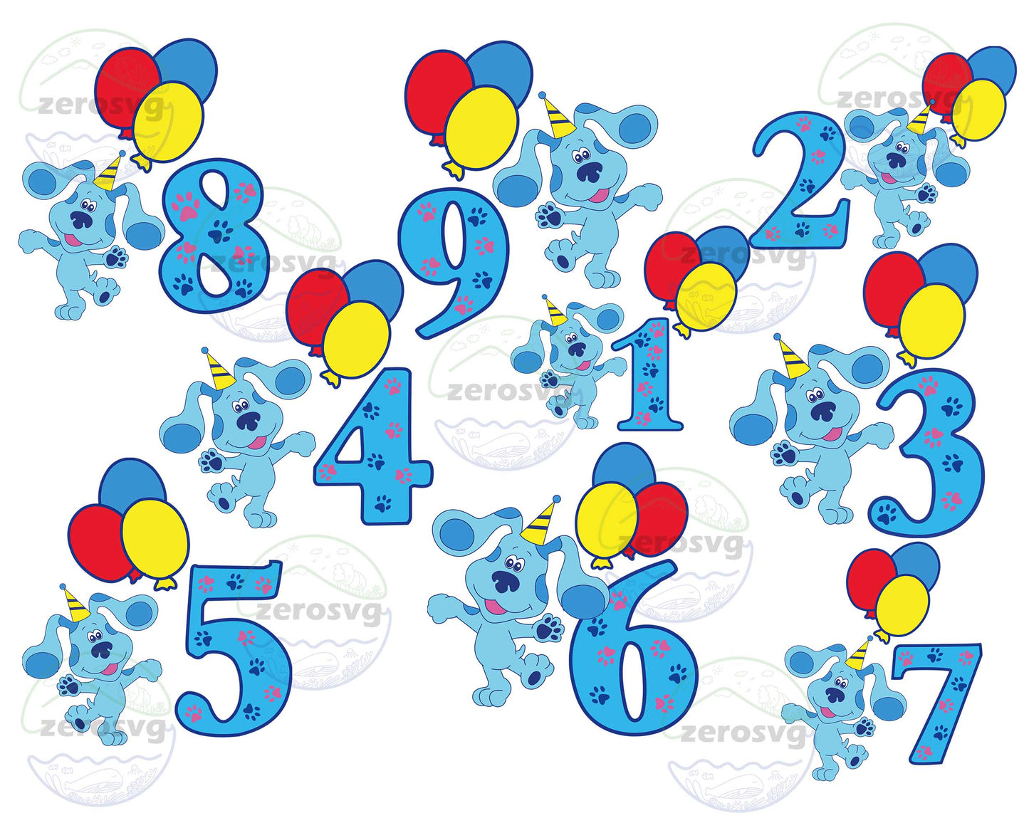 blue's clues SVG Bundle - 9 file blue's clues birthday bundle svg,blue's clues number svg, blue's clues  SVG, EPS, PNG, DXF for Cricut, Silhouette
