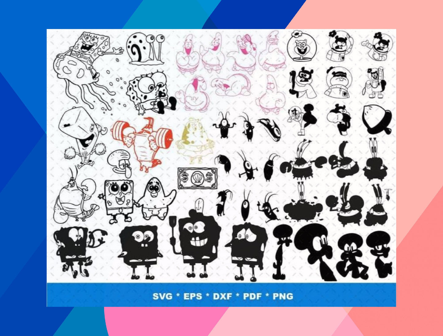 Spongebob SVG Bundle - 1500+ files Spongebob SVG, EPS, PNG, DXF for Cricut, Silhouette
