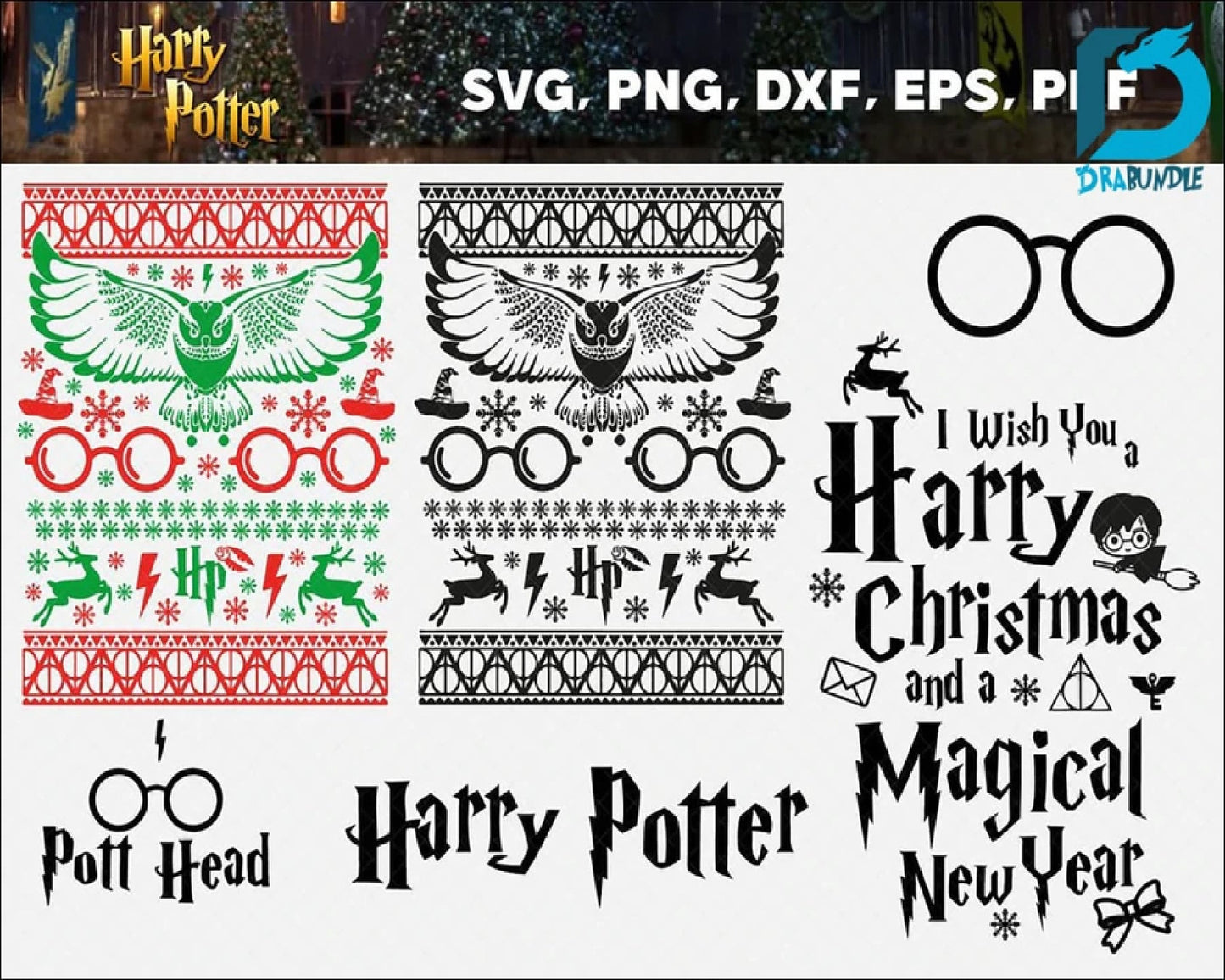 100+ file Harry potter bundle svg,Harry potter Christmas svg, Christmas svg,dxf,png ,Digital Dowload