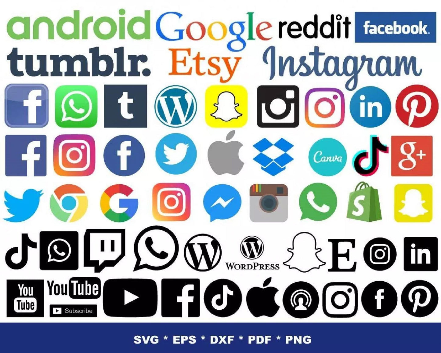3000+ file Social Media SVG MEGA Bundle ,Cricut , File cut , Vector file , Silhouette Digital Dowload Digital Dowload