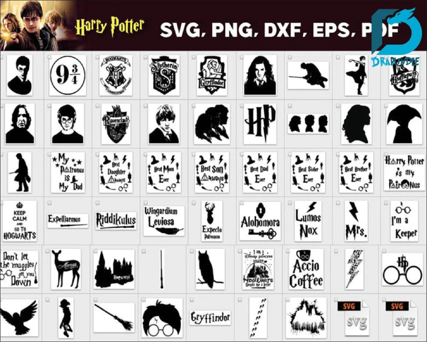 4000+ harry potter bundle svg,dxf,png, cricut , file cut , vector file ,Silhouette, Digital Dowload