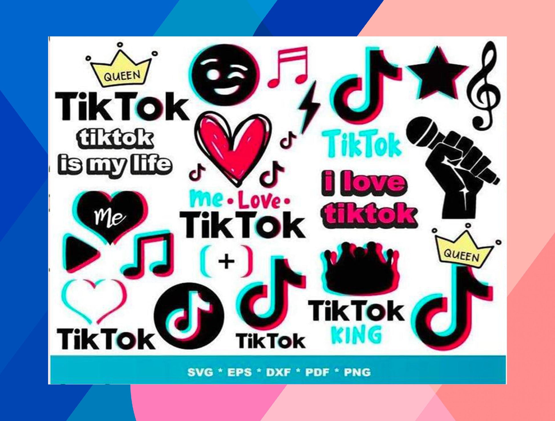 TikTok SVG Bundle - 1000+ files TikTok SVG, EPS, PNG, DXF for Cricut, Silhouette