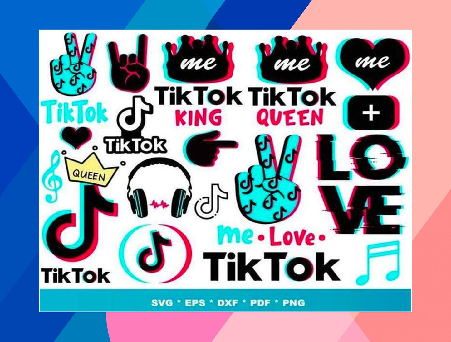 TikTok SVG Bundle - 1000+ files TikTok SVG, EPS, PNG, DXF for Cricut, Silhouette
