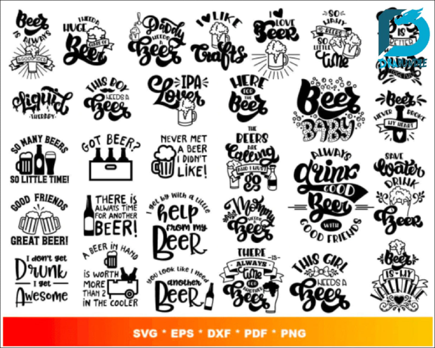 150+ Beer SVG Bundle svg, png, eps, dxf Digital Dowload