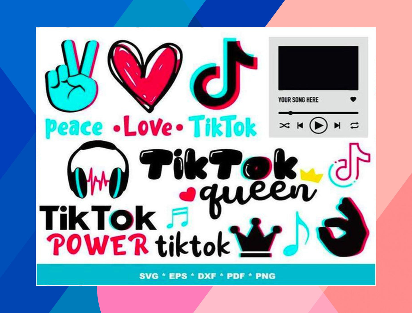 TikTok SVG Bundle - 1000+ files TikTok SVG, EPS, PNG, DXF for Cricut, Silhouette