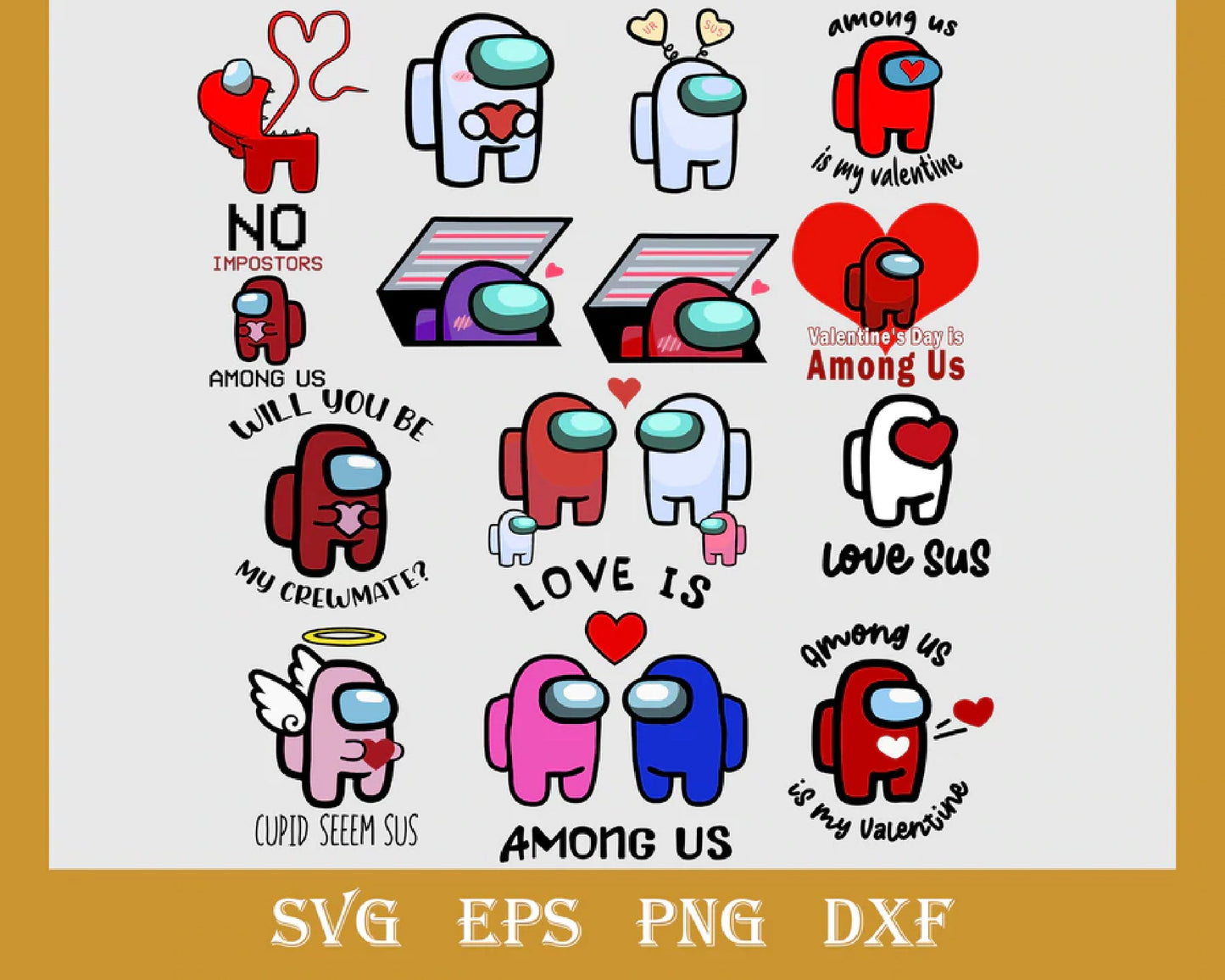 Among US Bundle svg, Among US SVG,Among Us Valentine Svg, Valentine Day Svg, Valentine Svg, Among Us Png, Svg