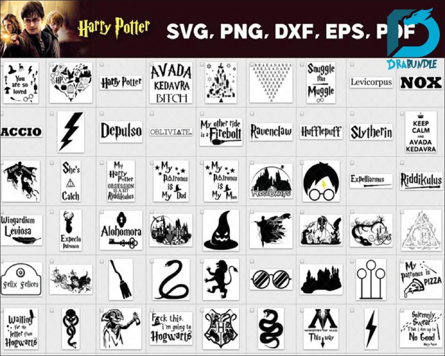 4000+ harry potter bundle svg,dxf,png, cricut , file cut , vector file ,Silhouette, Digital Dowload