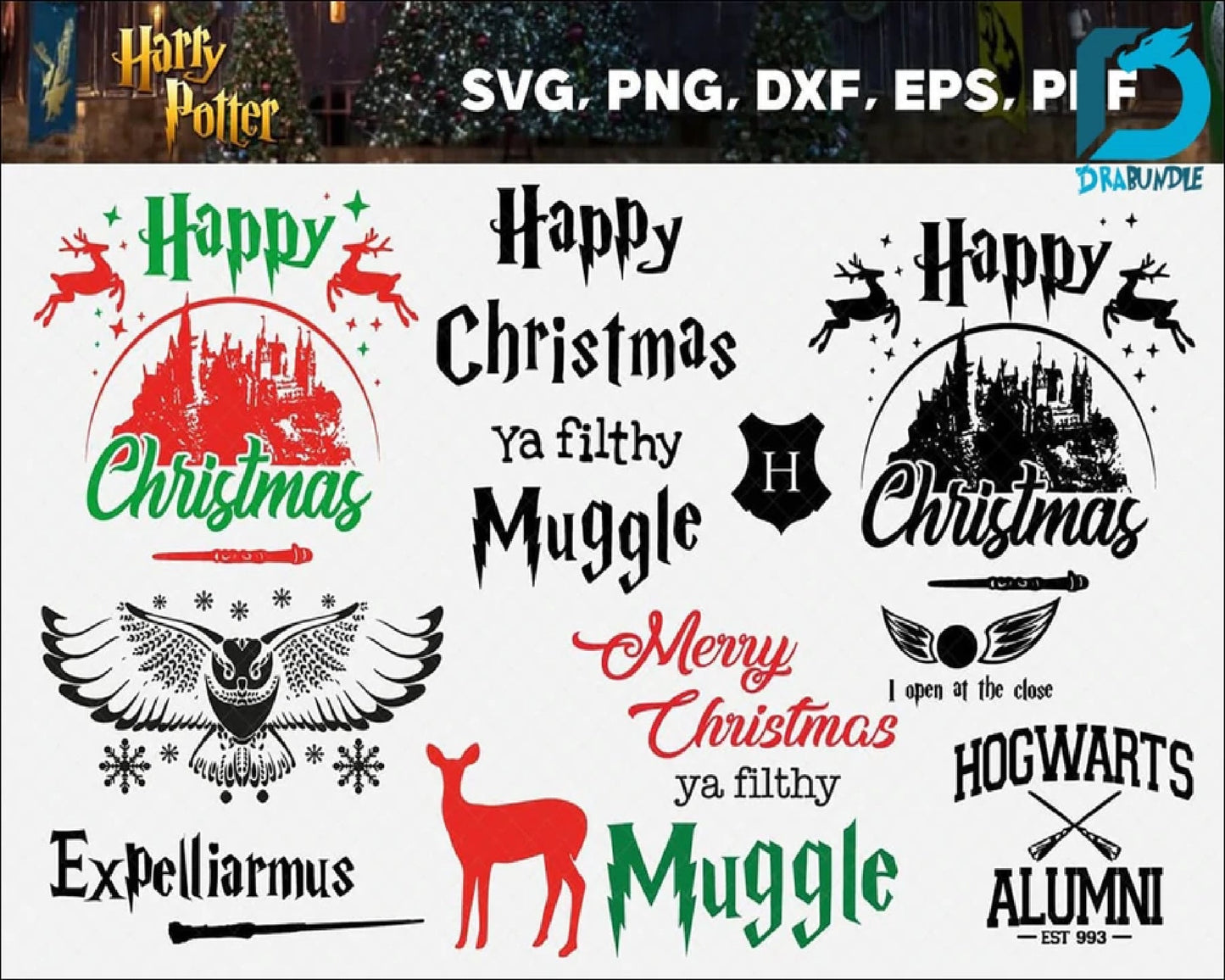 100+ file Harry potter bundle svg,Harry potter Christmas svg, Christmas svg,dxf,png ,Digital Dowload
