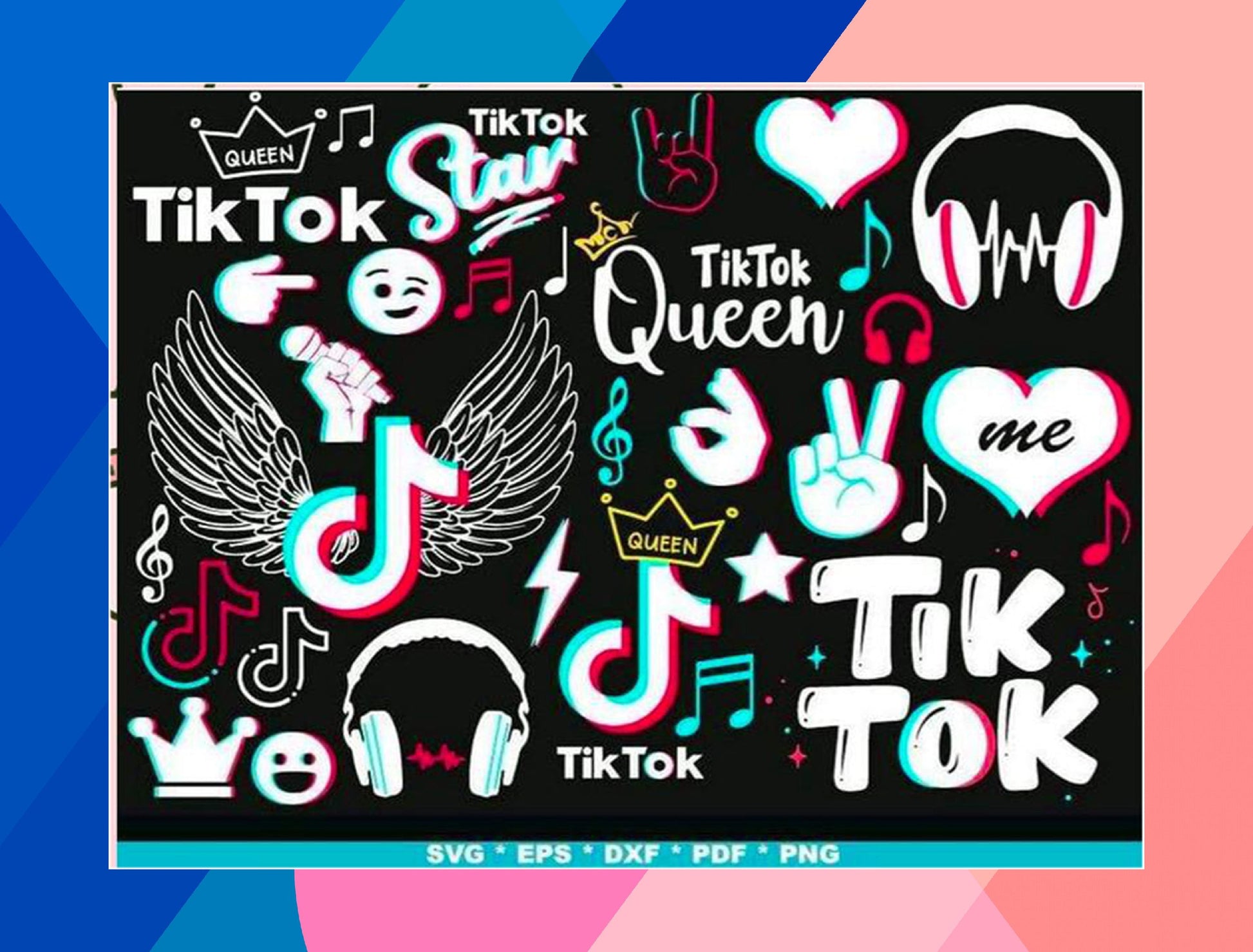 TikTok SVG Bundle - 1000+ files TikTok SVG, EPS, PNG, DXF for Cricut, Silhouette
