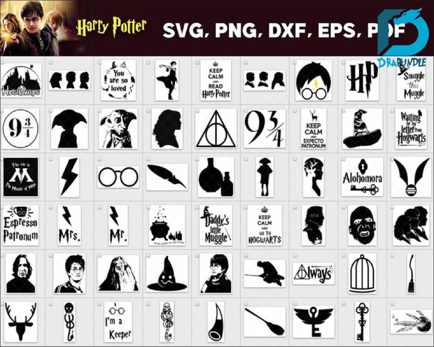 4000+ harry potter bundle svg,dxf,png, cricut , file cut , vector file ,Silhouette, Digital Dowload