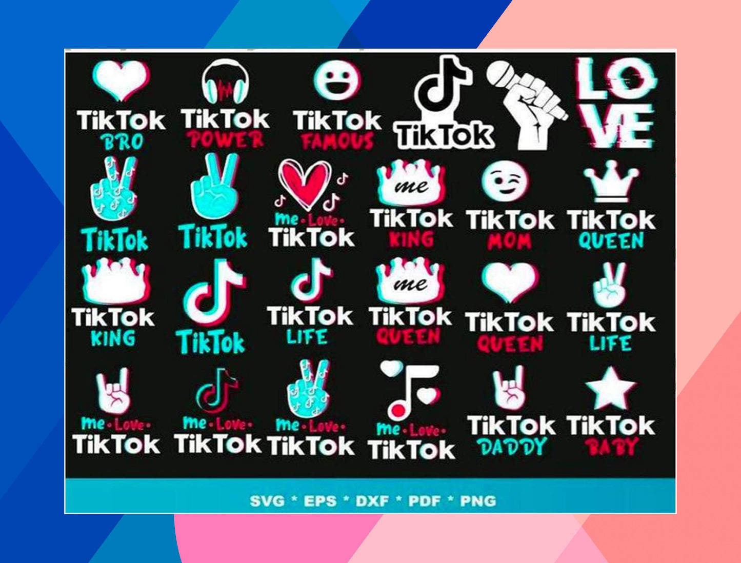 TikTok SVG Bundle - 1000+ files TikTok SVG, EPS, PNG, DXF for Cricut, Silhouette