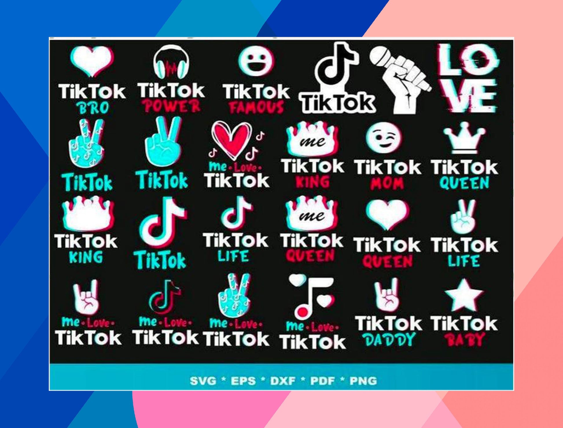 TikTok SVG Bundle - 1000+ files TikTok SVG, EPS, PNG, DXF for Cricut, Silhouette