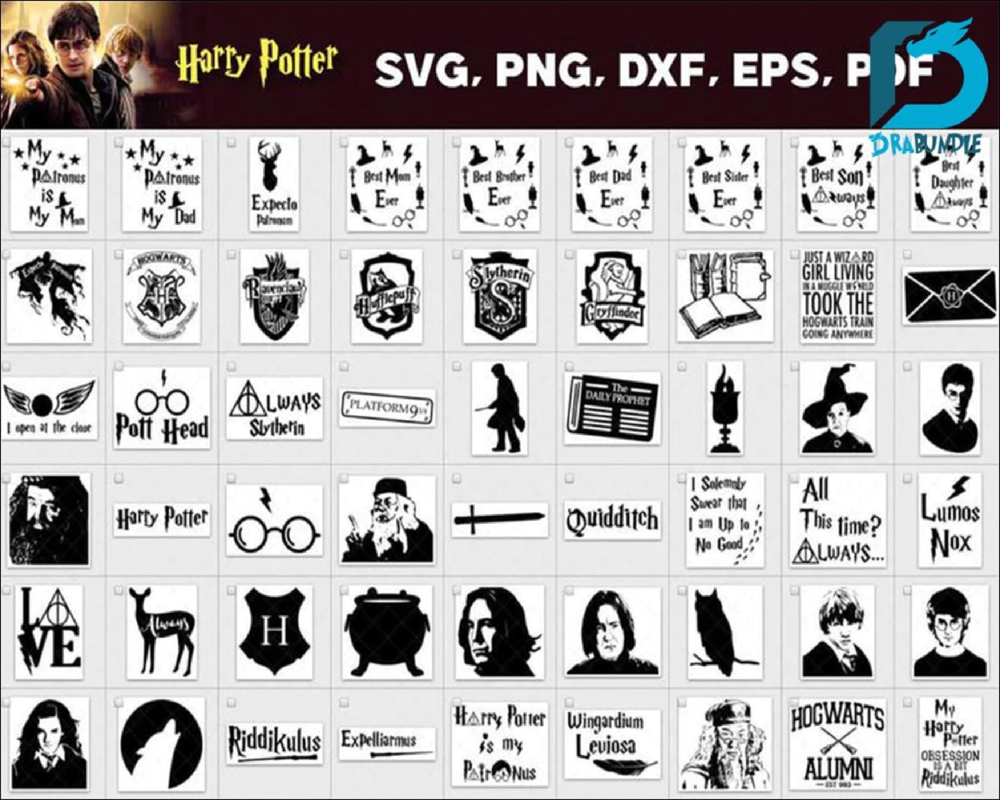 4000+ harry potter bundle svg,dxf,png, cricut , file cut , vector file ,Silhouette, Digital Dowload