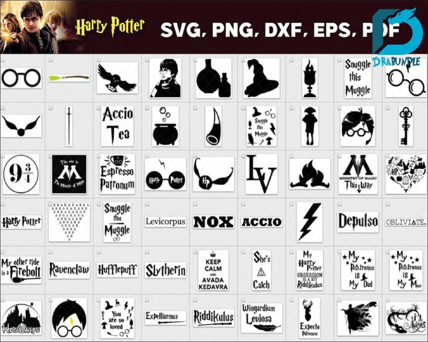 4000+ harry potter bundle svg,dxf,png, cricut , file cut , vector file ,Silhouette, Digital Dowload