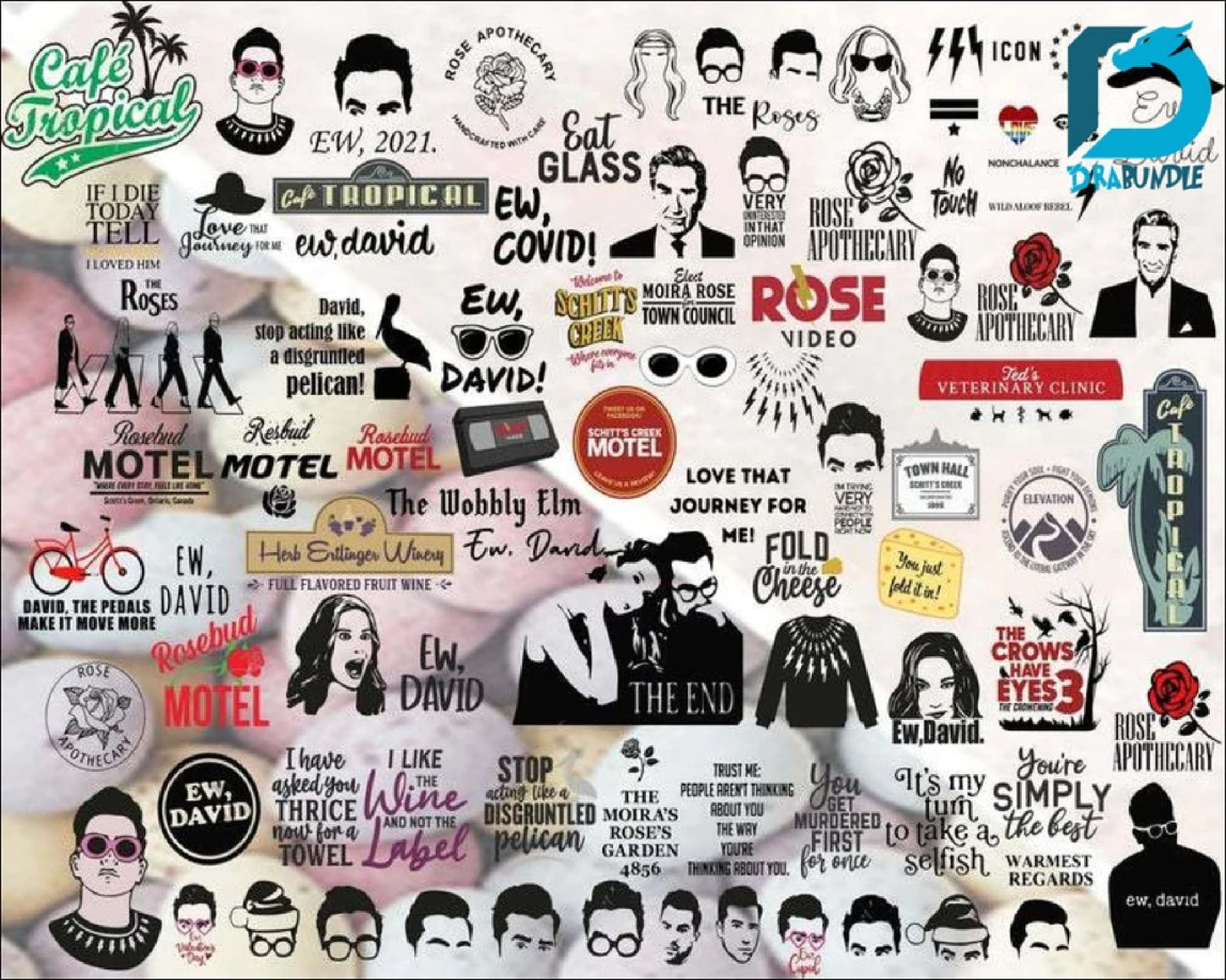 Mega bundle Schitts Creek svg png dxf, David Rose svg, Ew david quotes svg, Rose apothecary svg, Schitt's Creek svg cut files