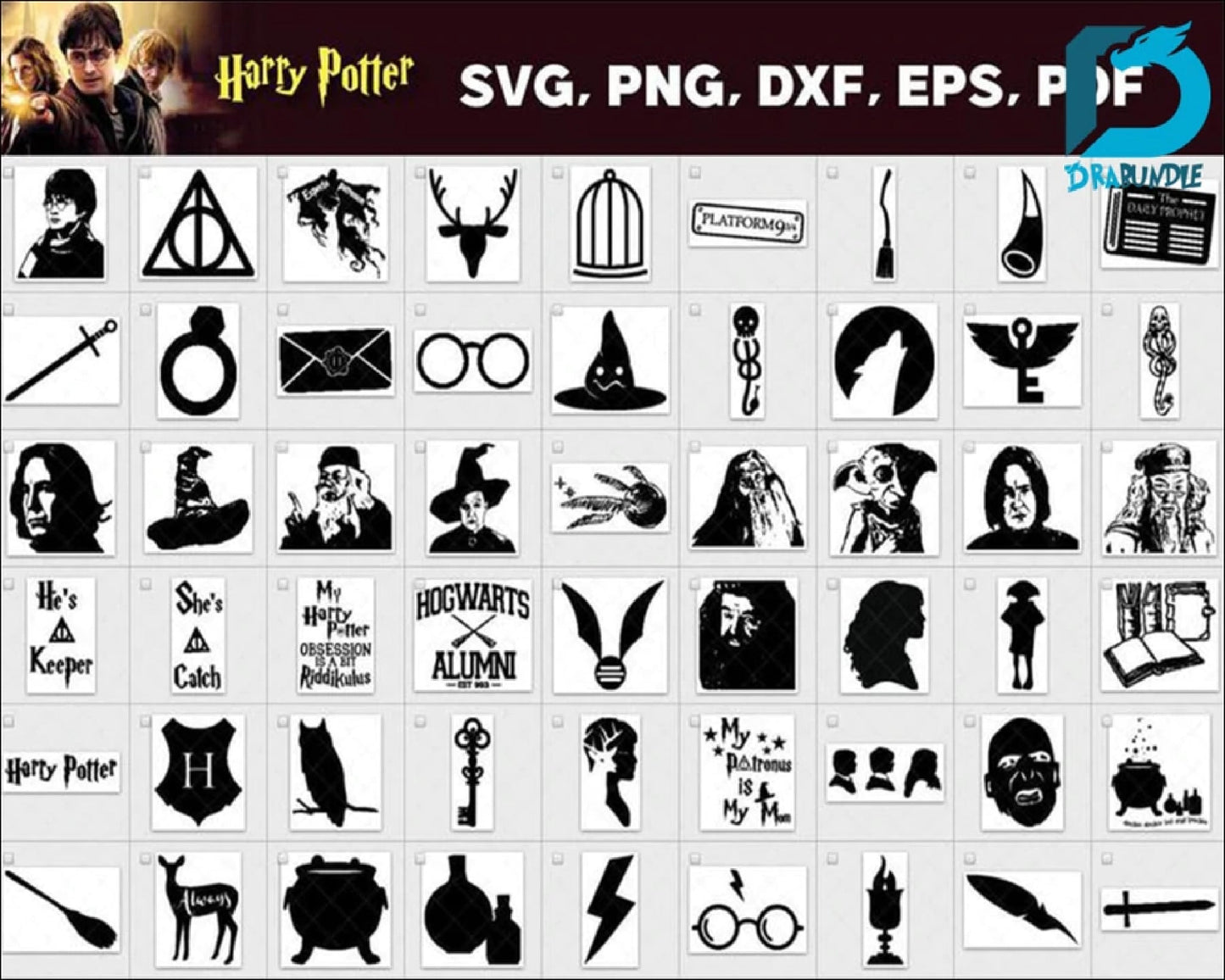 4000+ harry potter bundle svg,dxf,png, cricut , file cut , vector file ,Silhouette, Digital Dowload