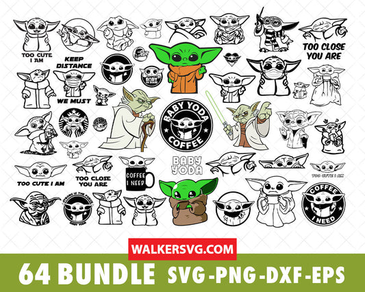 Baby Yoda SVG Bundle - 250+ files Baby Yoda SVG, EPS, PNG, DXF for Cricut, Silhouette