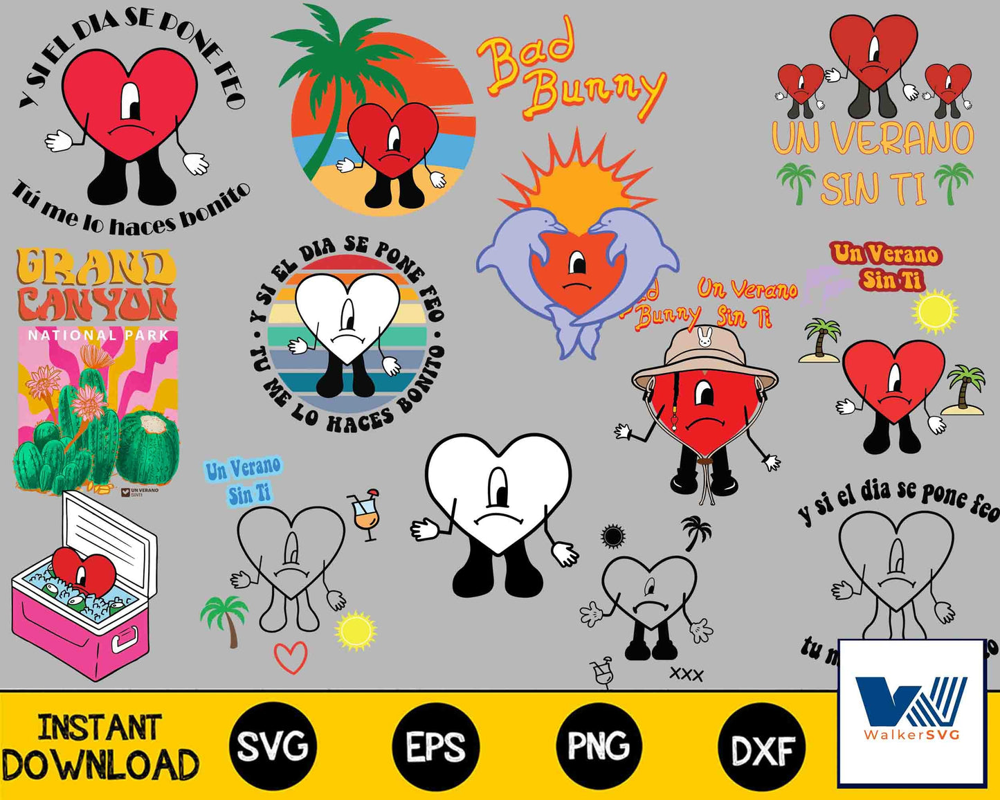 Bad Bunny Svg, Baby benito Svg ,Un verano sin ti Layered Valentines SVG DXF EPS PNG , file cut , for Cricut, Silhouette , digital download