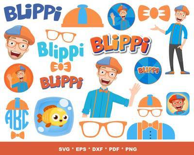 Blippi SVG Bundle - 100+ files Blippi SVG, EPS, PNG, DXF for Cricut, Silhouette