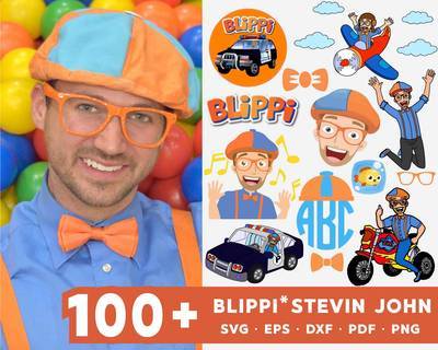 Blippi SVG Bundle - 100+ files Blippi SVG, EPS, PNG, DXF for Cricut, Silhouette