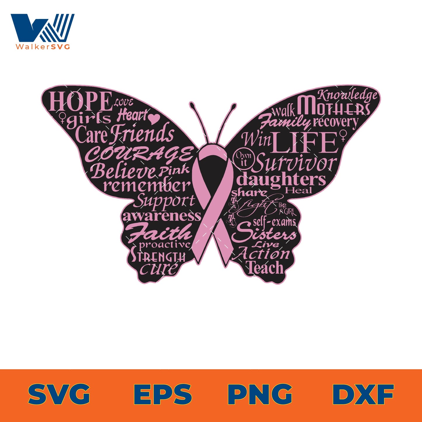 Breast Cancer Awareness Butterfly SVG