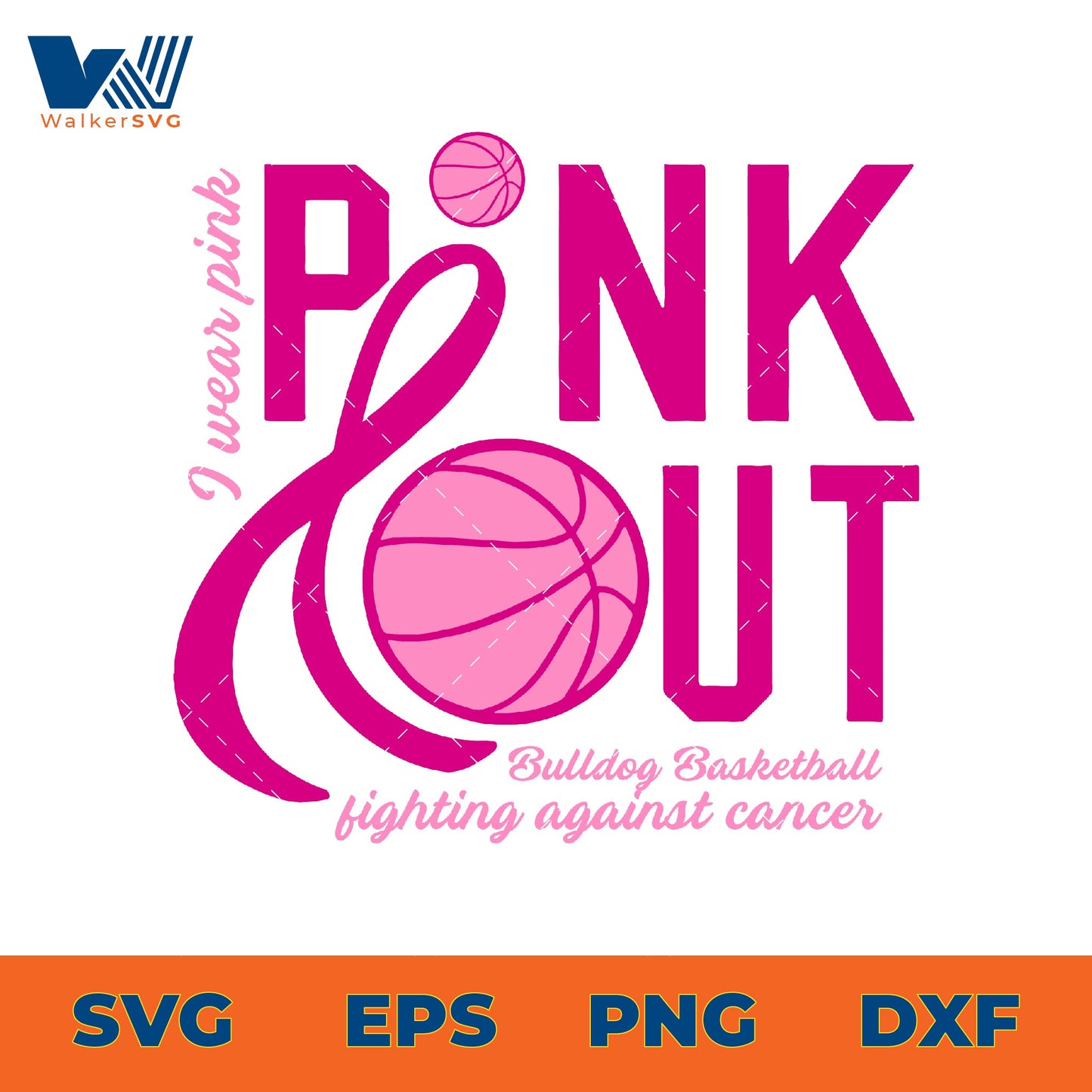 I Wear Pink, Pink Out, Bulldog Basketball Fighting Against Cancer SVG