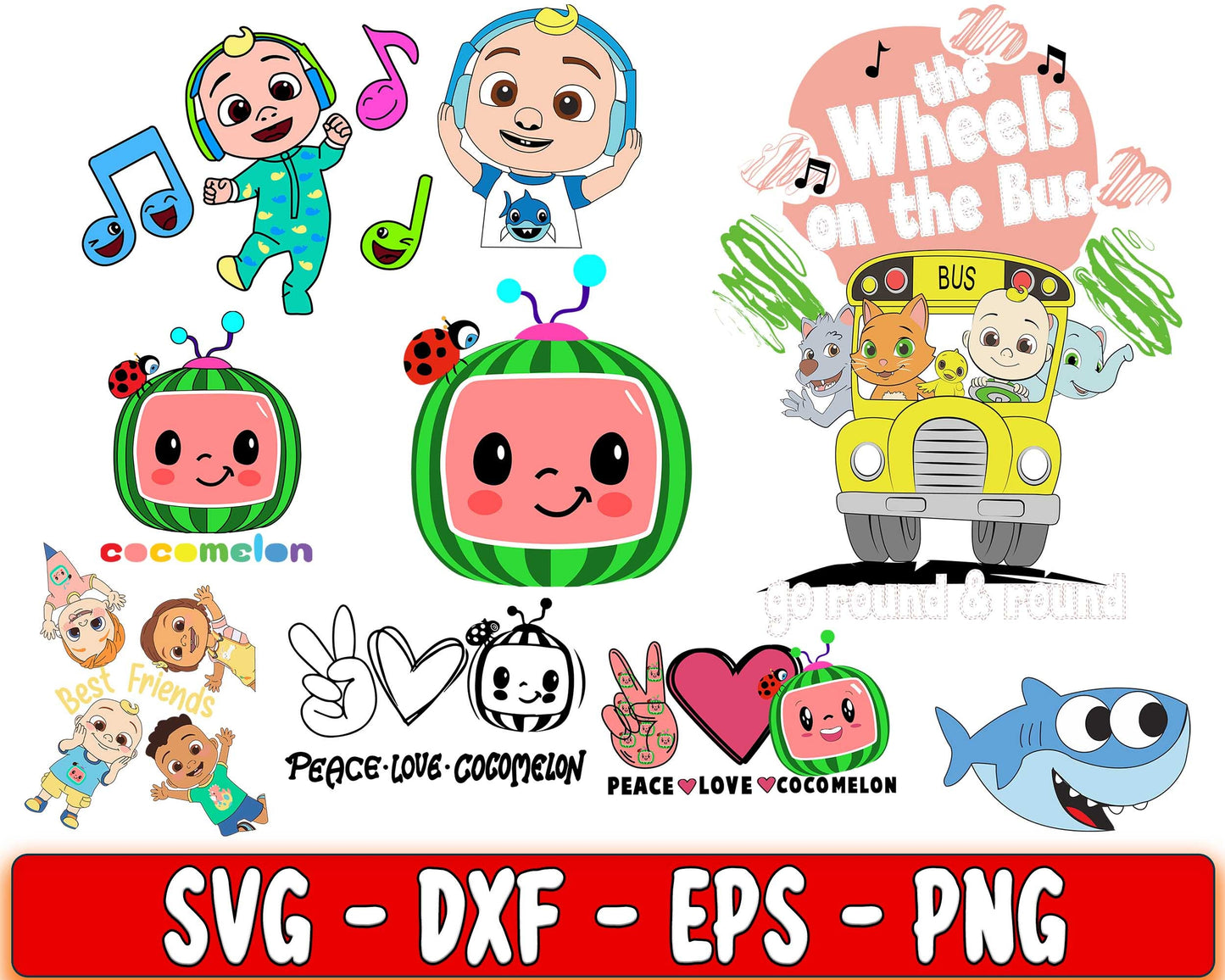 CoComelon SVG Bundle - 30+ files CoComelon SVG, EPS, PNG, DXF for Cricut, Silhouette, Digital download
