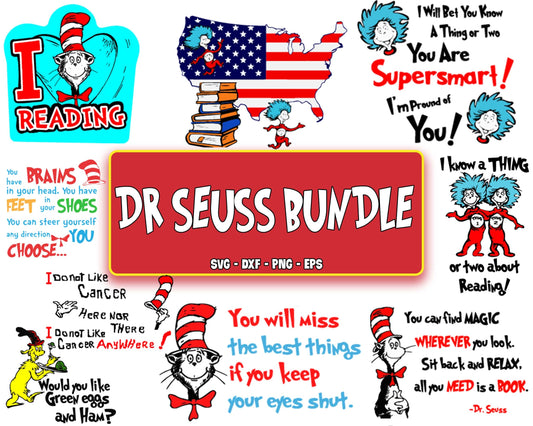 Dr seuss svg, i love reading, cat in the hat Greeb eggs and Ham SVG, EPS, PNG, DXF , cricut , file cut, for Cricut, Silhouette , digital download, Instant Download
